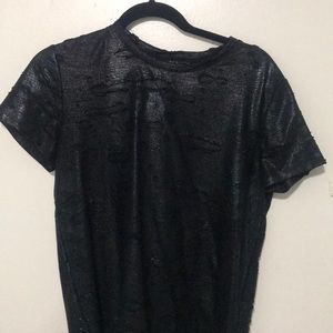 Rowley Black Shimmer Short Sleeve Shirt Small